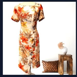 Selma & Palmer woven tropical print with asymmetrical front hem